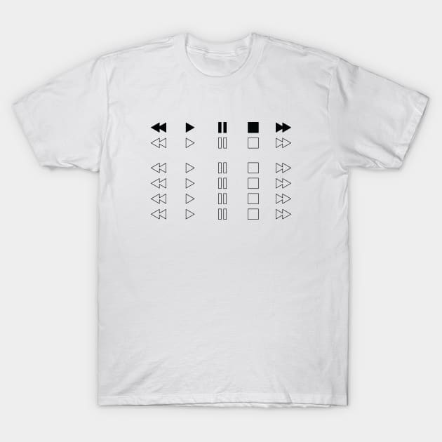 Repeated Music Player Buttons Light Theme T-Shirt by nightsworthy